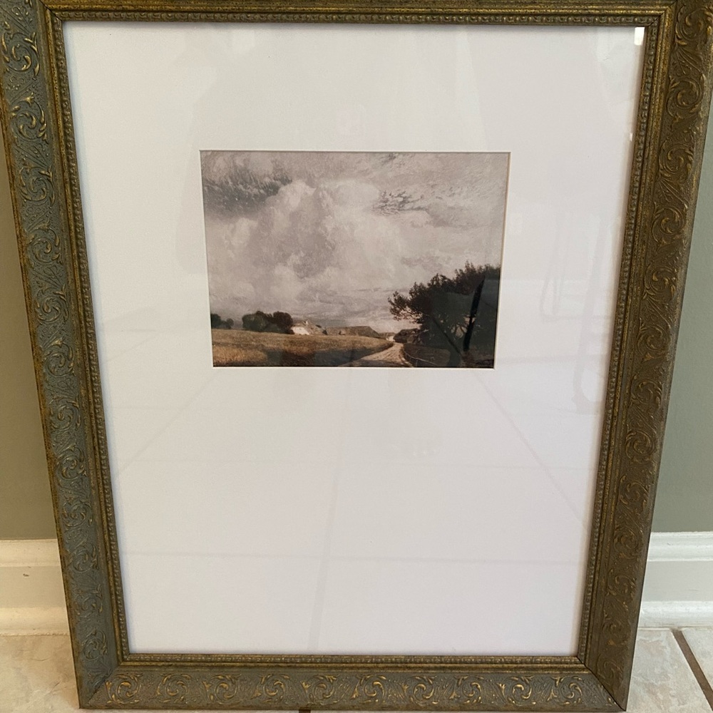 Framed Landscape Art with Gold Frame